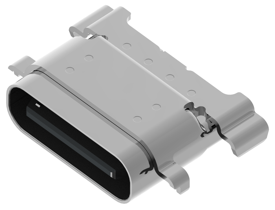 XB-ATCF-08-002 TYPE C 8P 母座防水拉伸壳四脚护套L=7.65MM,SMT不外露,充电版